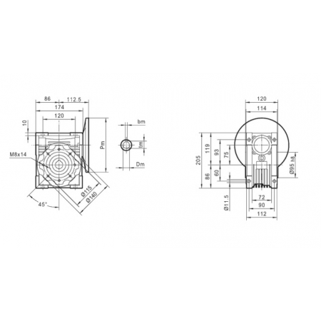 PRZEKŁADNIA SILNIKA ELEKTRYCZNEGO 100/112B5 I=7,5